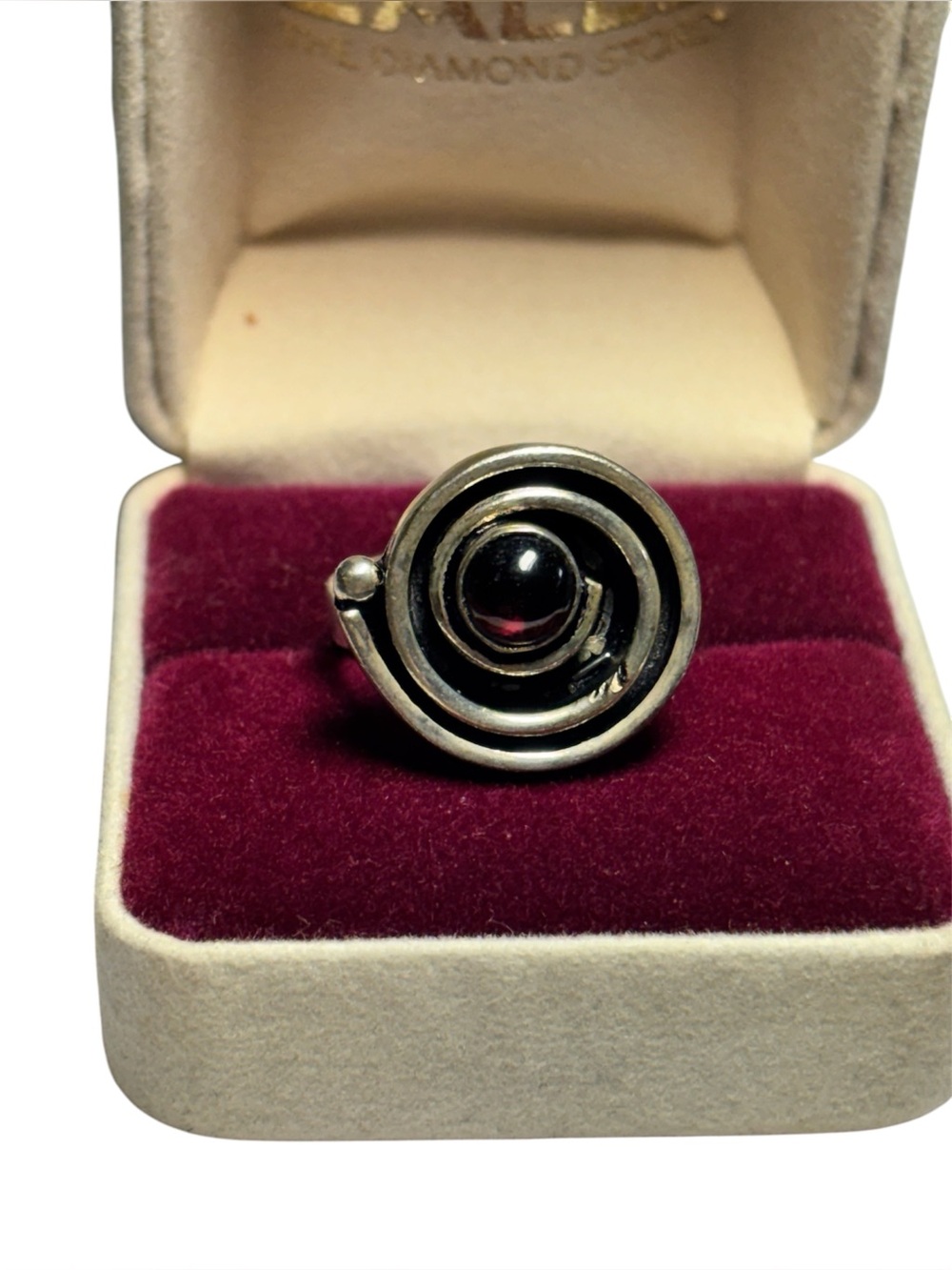 Silver Ring Bohemian Flair Retro Style Garnet Color Stone